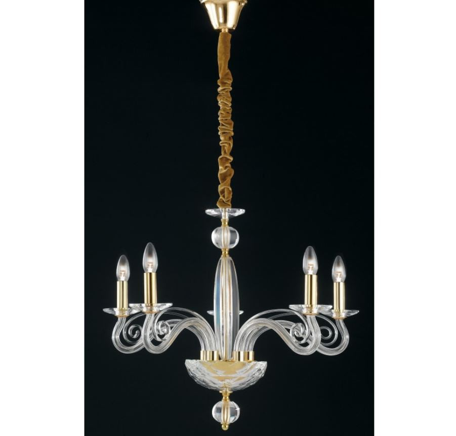 Sospensione 5 luci in cristallo finitura oro 5XE14 non incl. EPOQUE Sospensione 5 luci in cristallo finitura oro 5XE14 non incl. EPOQUE